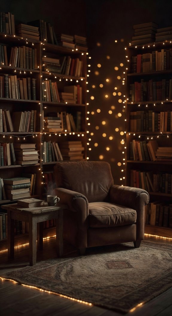warm white string lights glow softly