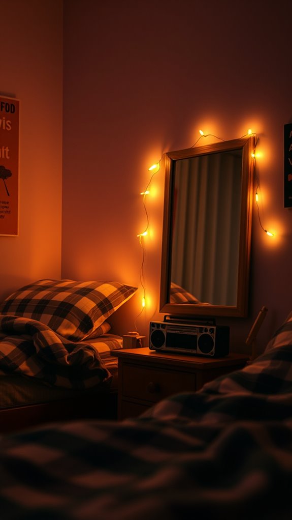 warmly lit minimalist 90s retreat