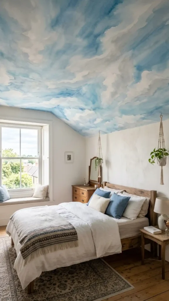 watercolor sky ceiling mural technique