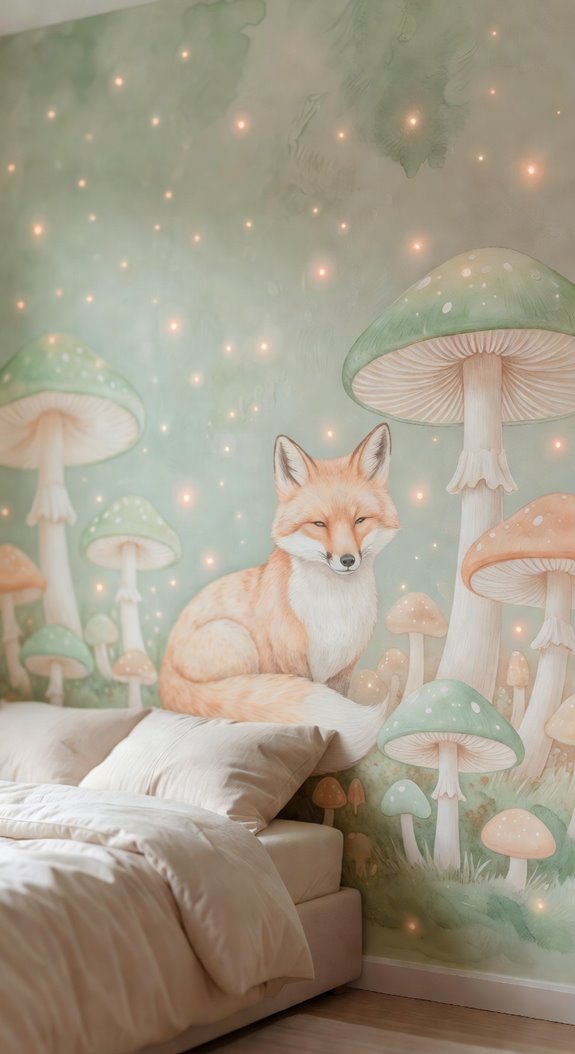 whimsical mural with stories