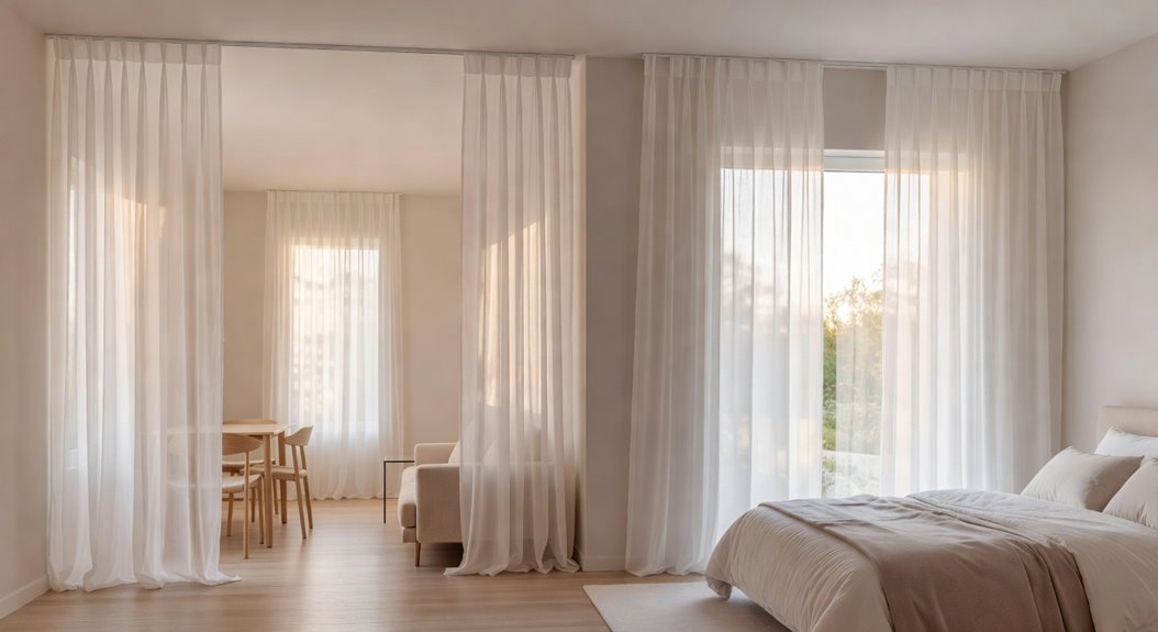 white sheer curtains enhance perceived space