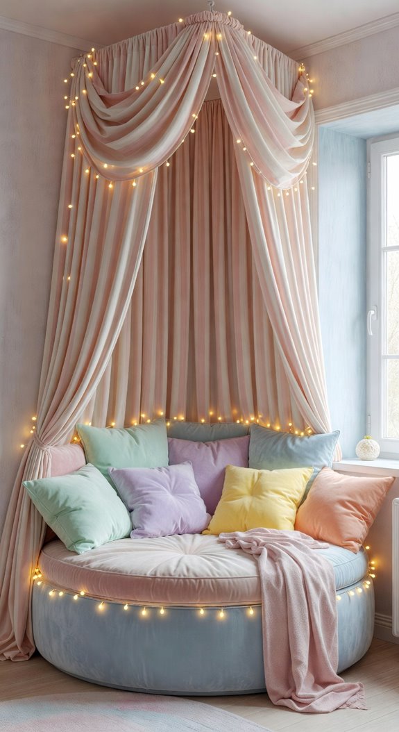 window seat nook with curtains