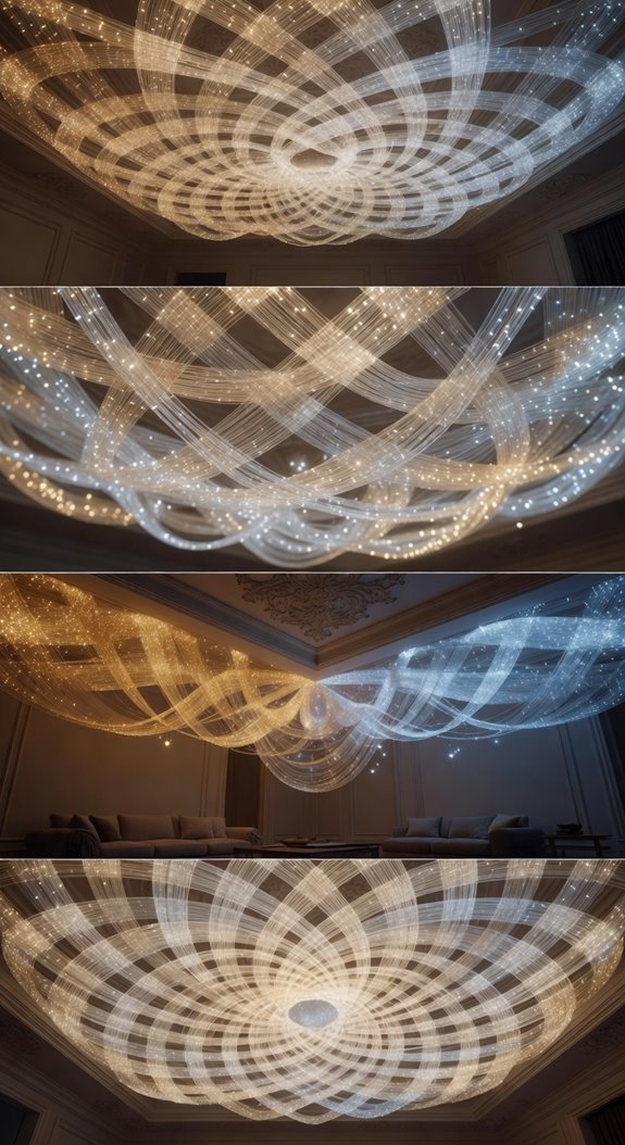 woven ceiling light installation