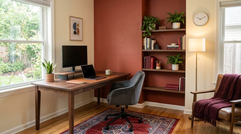 Red Home Office Ideas That Boost Focus (Not Anxiety)