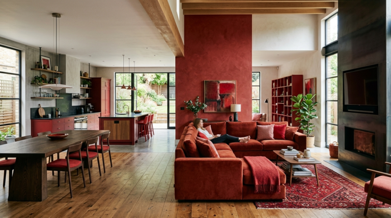  Red Interior Design for Open-Plan Homes