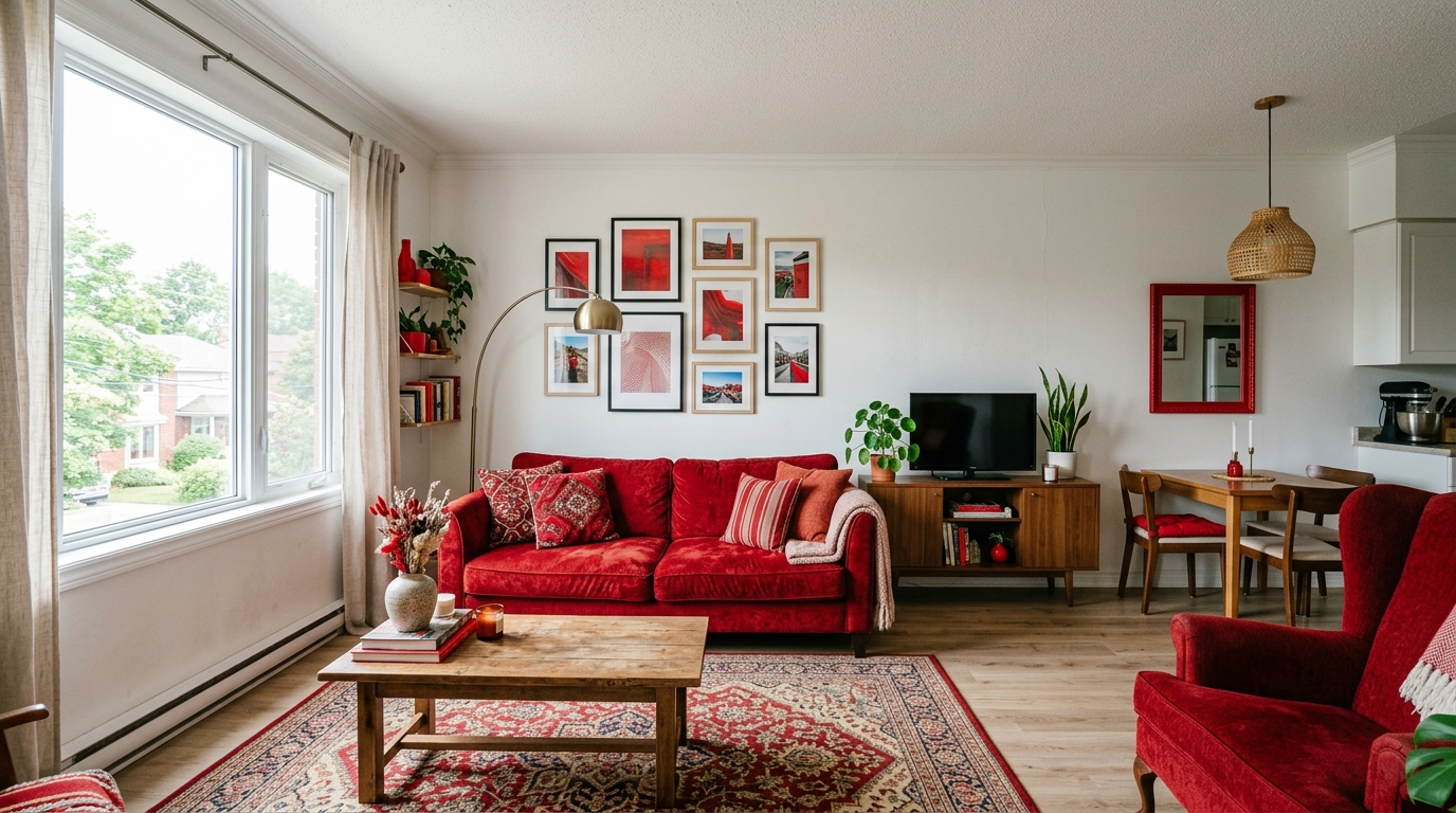 Red Interior Design for Renters Who Can't Paint Walls
